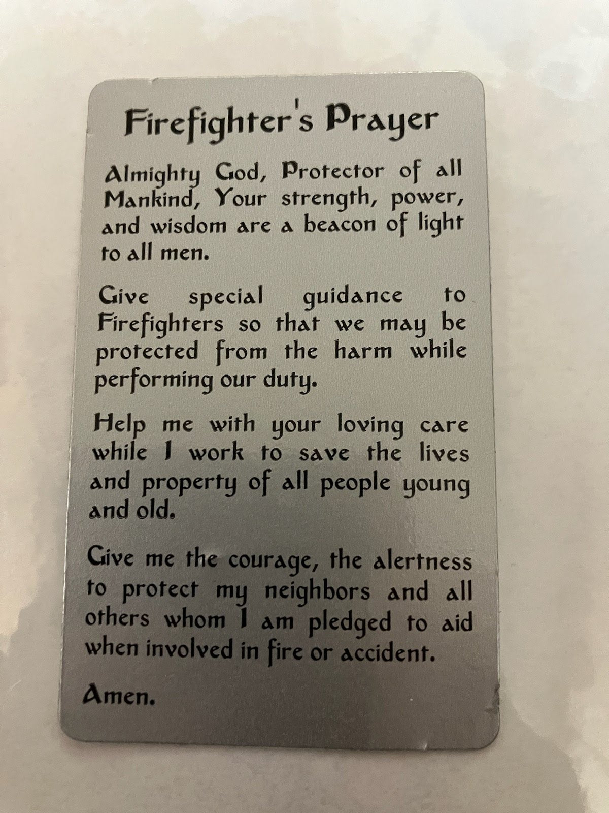 St. Florian Holy Card - Firefighters Prayer