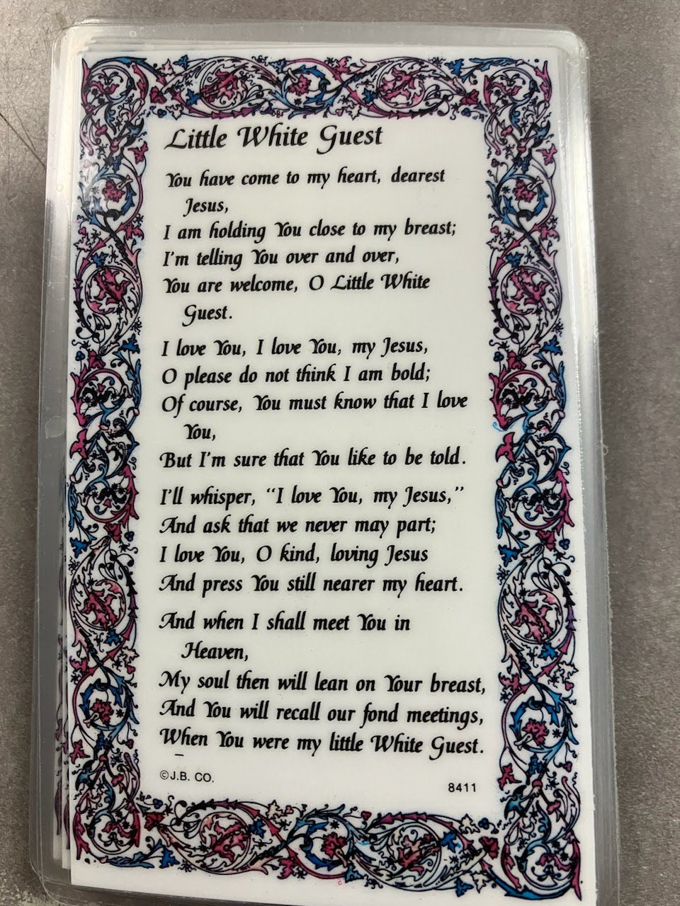 Little White Guest Laminated Holy Card