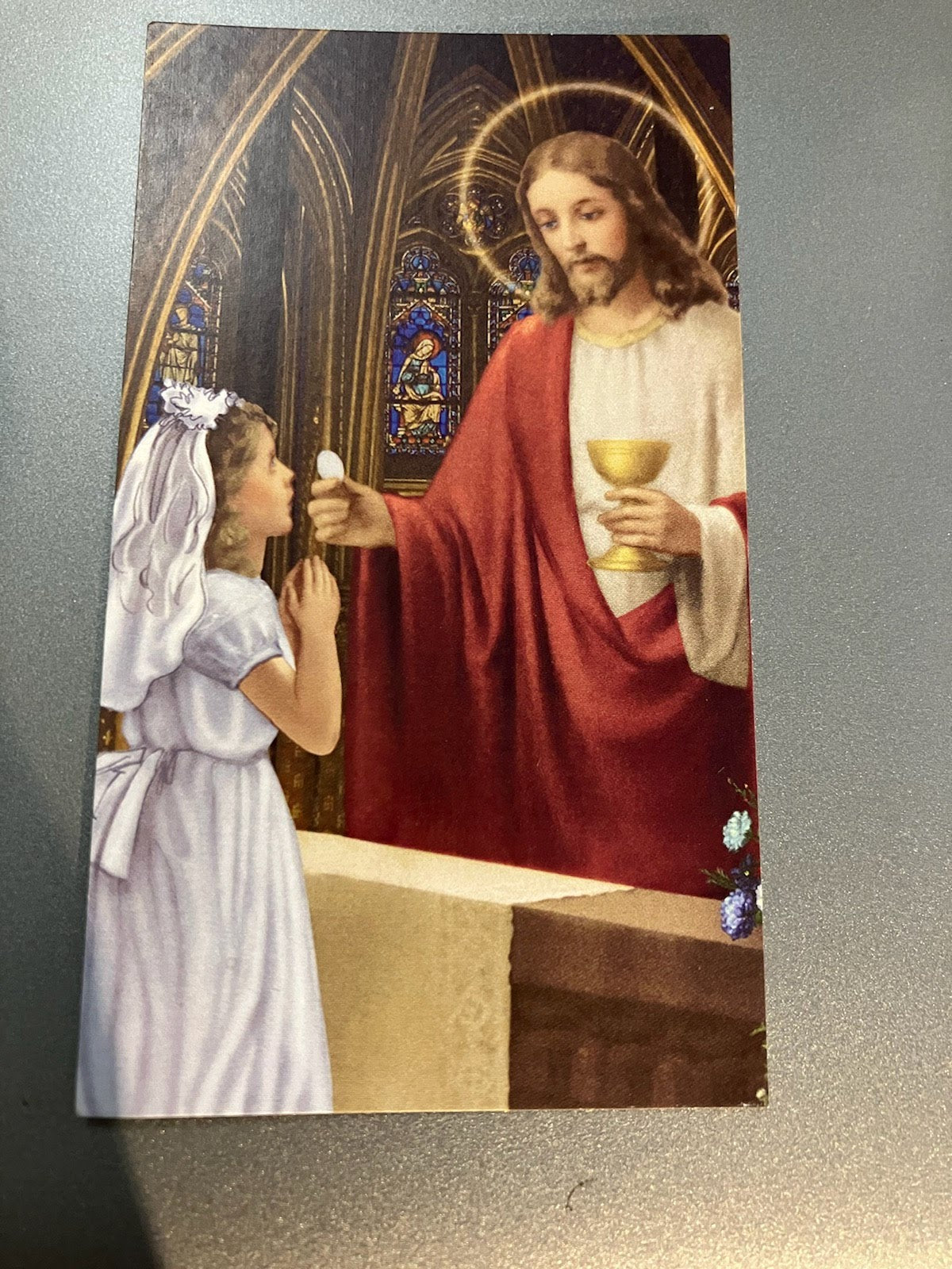 Jesus Giving First Communion Holy Card