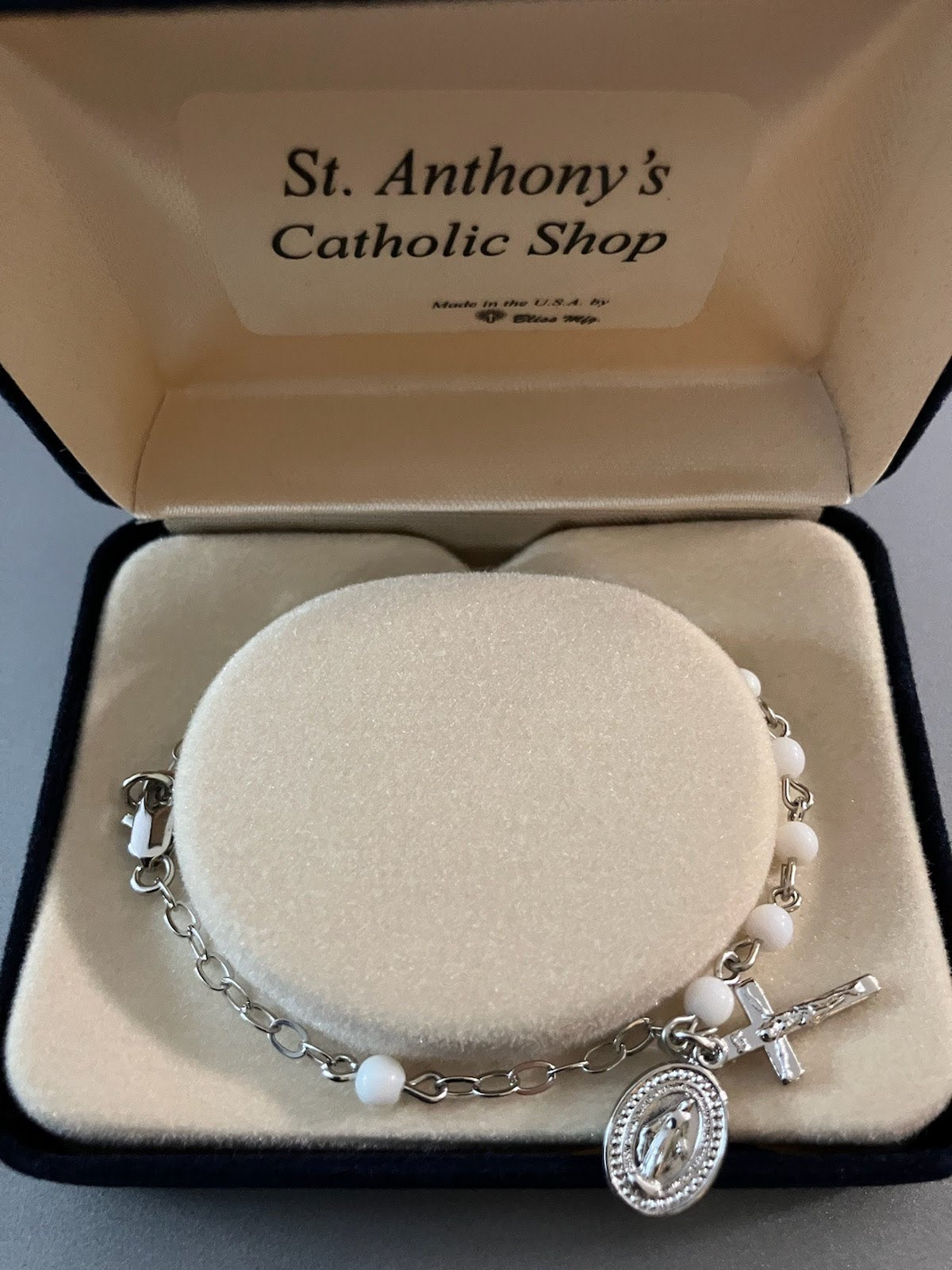 White Bead Rosary Bracelet