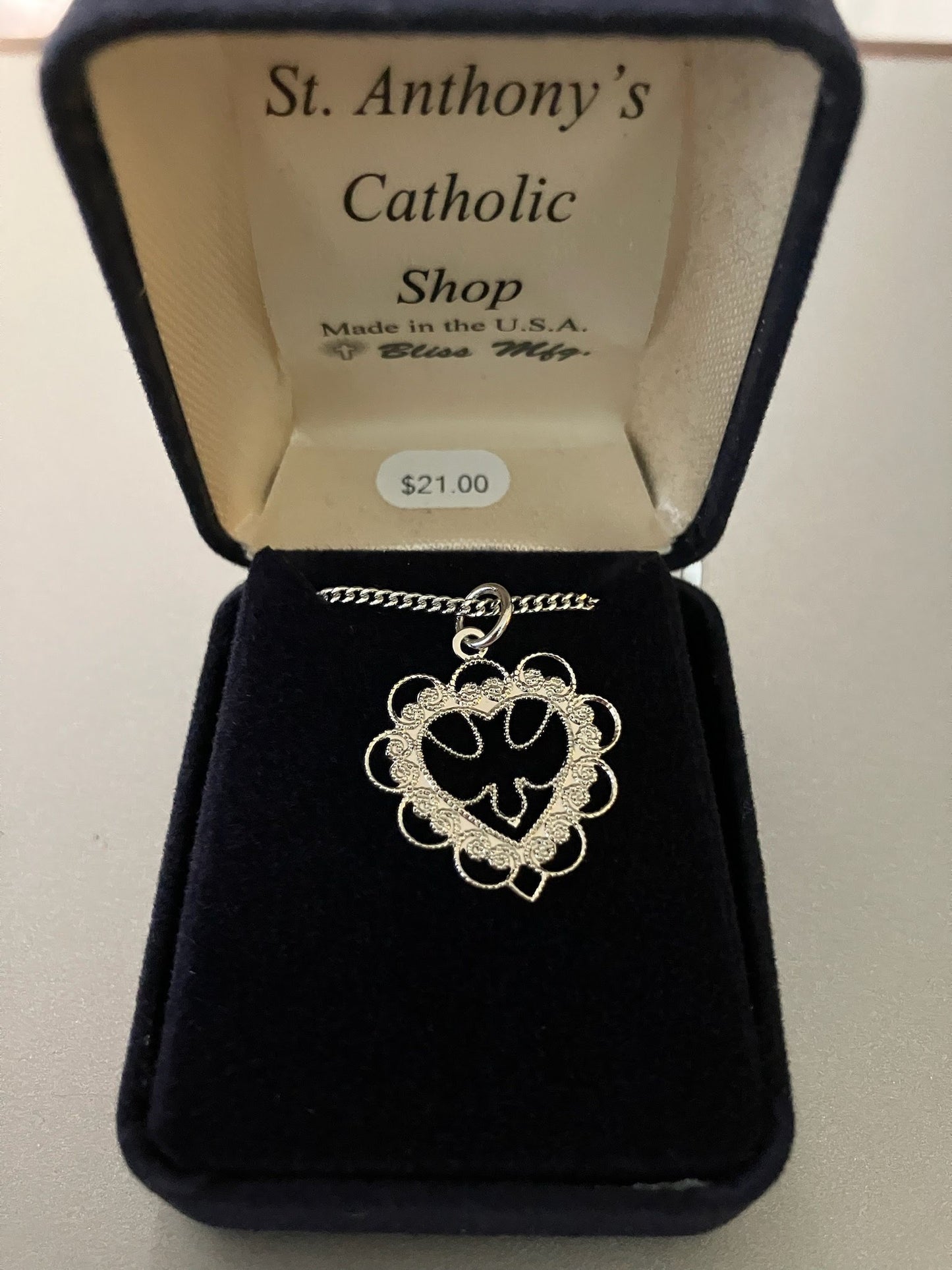 Holy Spirit Heart Medal on 20" Chain