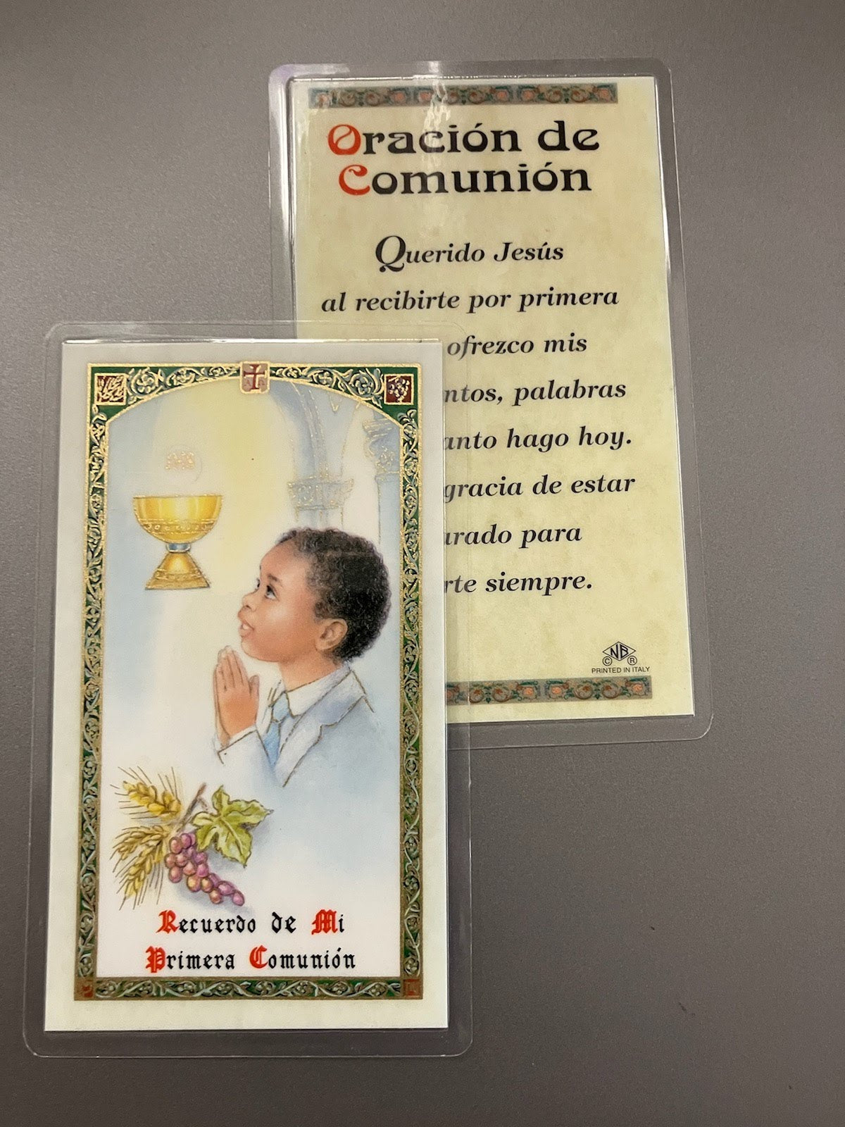 Recuerdo de mi Primera Comunion Laminated Holy Card