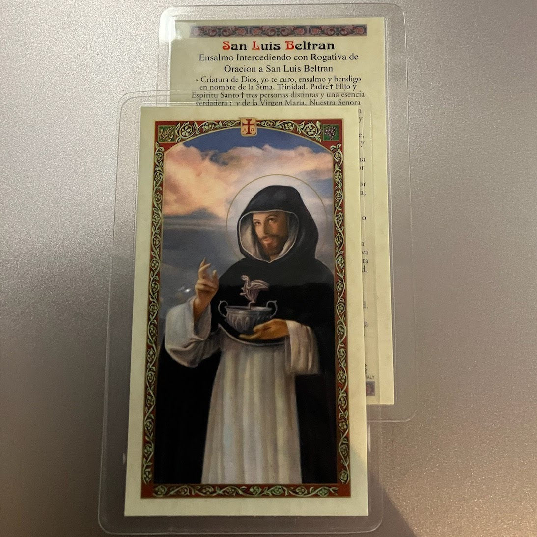 San Luis Beltran Holy Card in Spanish