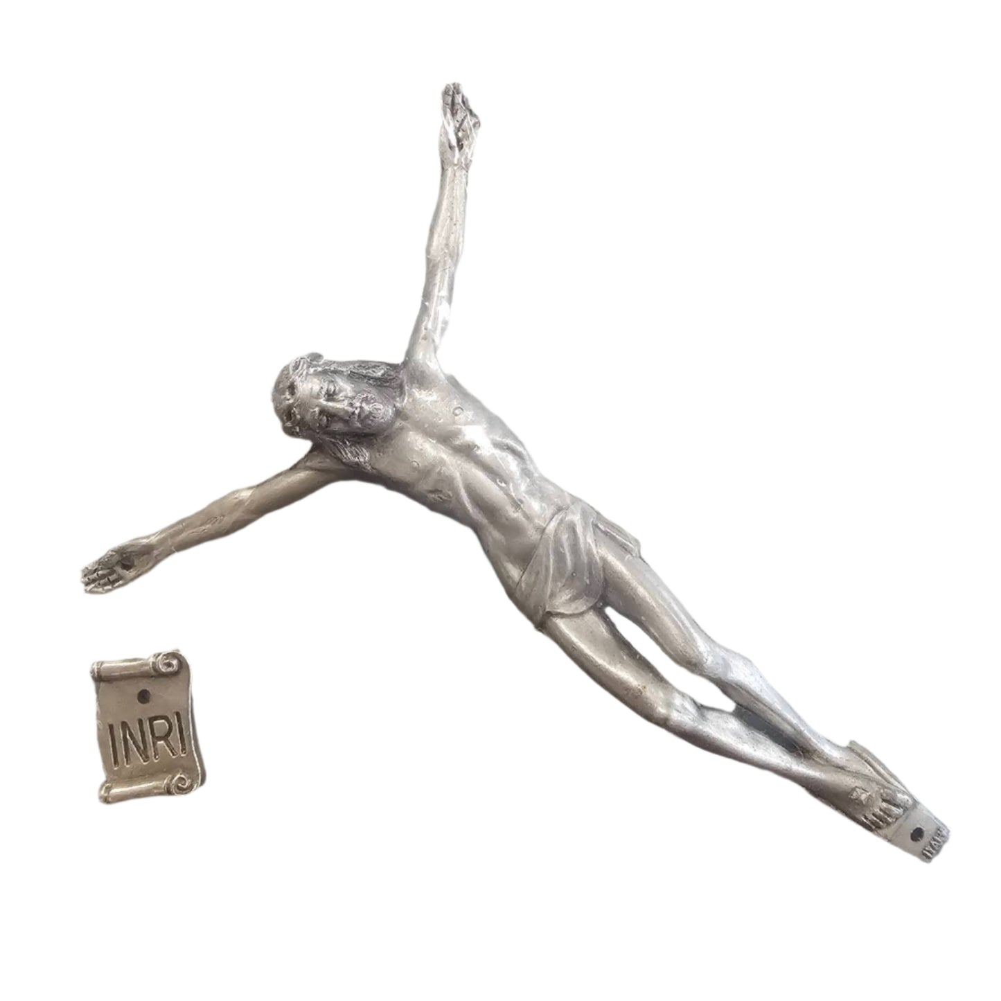 Silver-tone Corpus with INRI Plate - 4.5"