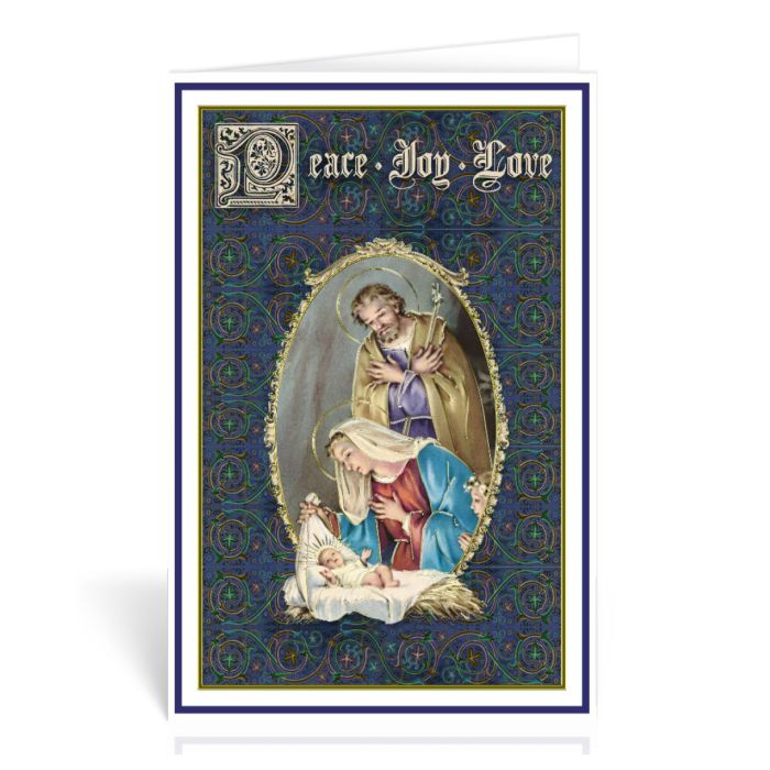 Holy Family: Peace, Joy and Love - Christmas Greeting Card