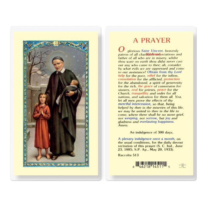 St. Vincent De Paul Holy Card