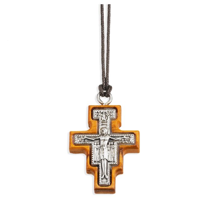 Olive Wood San Damiano Crucifix Necklace
