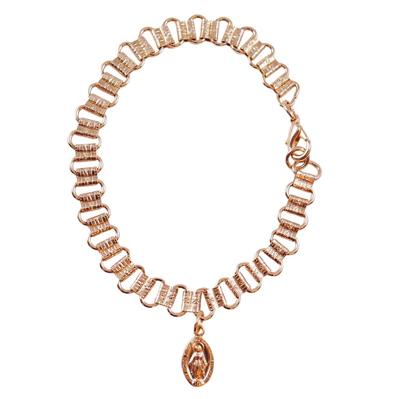 Gold Tone Bracelet with Miraculous Medal