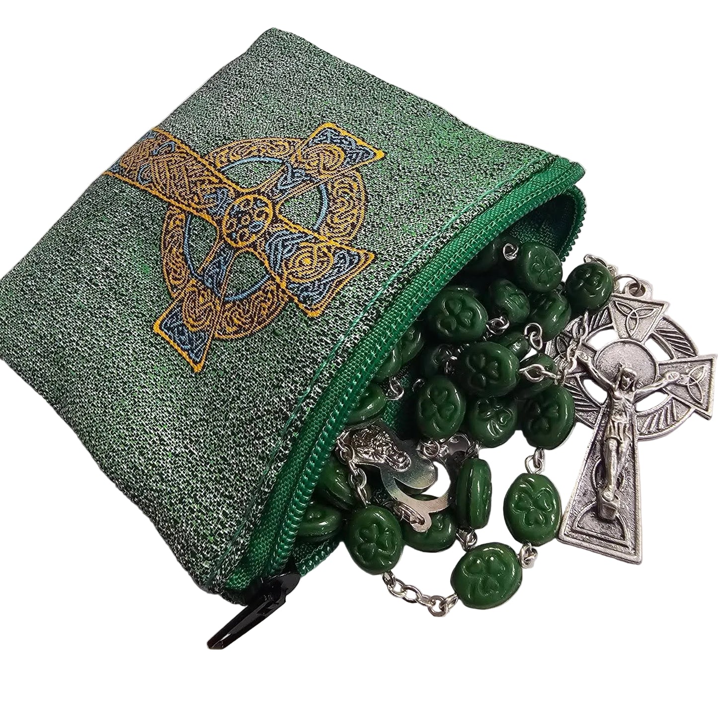 Celtic Cross Woven Rosary Pouch - 3.5"