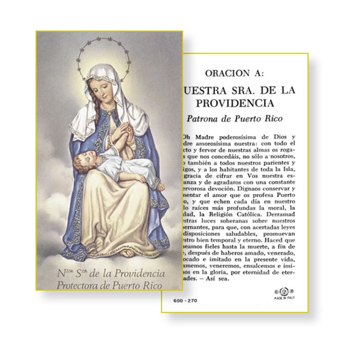 Oracion a Nuestra Senora de La Providencia Estampita - Our Lady of Divine Providence Holy Card