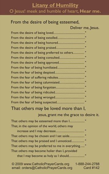 Litany of Humility Holy Card