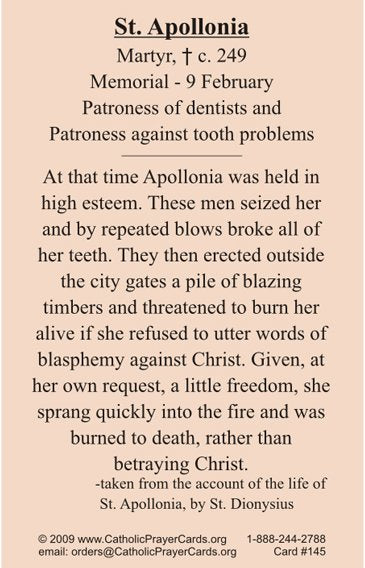 St. Apollonia Holy Card