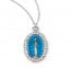 Sterling Silver Oval Blue Enameled Miraculous Medal