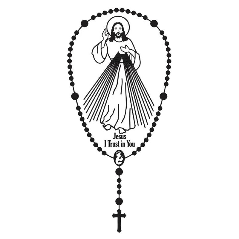 Divine Mercy Auto Emblem - WHITE Window Cling