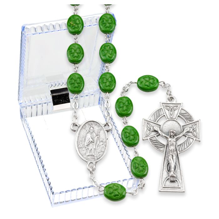 St. Patrick Rosary with Shamrock Beads