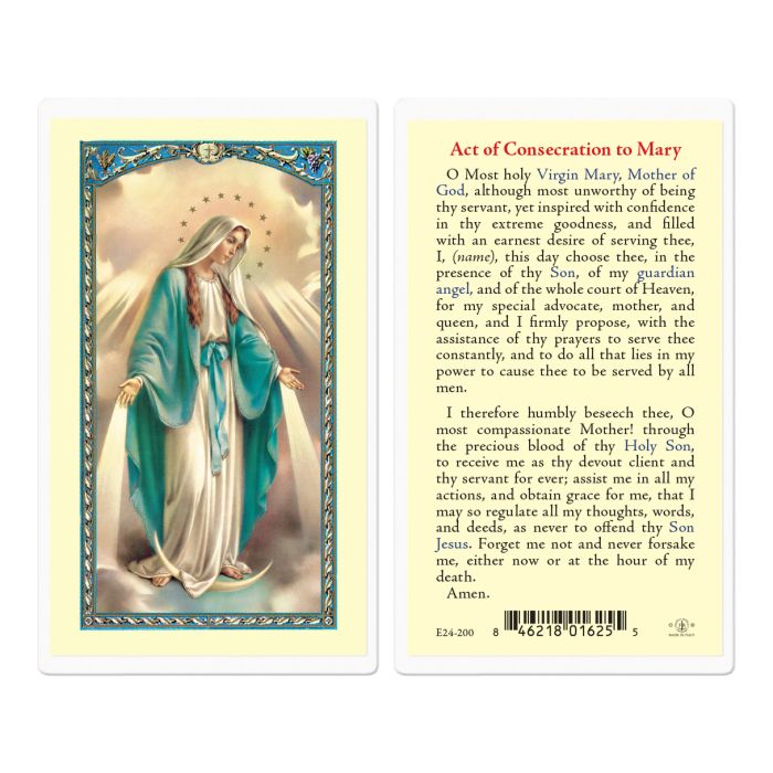 Devotions of the Blessed Virgin Mary - Act of Consecration to Mary Holy Card