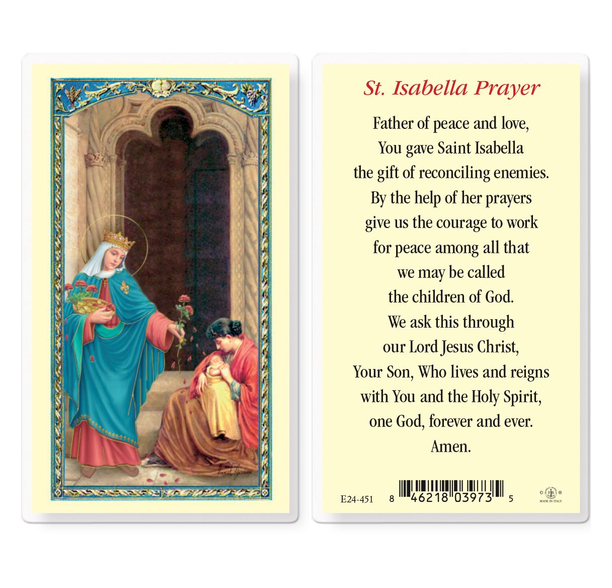 St. Isabella, Laminated - Holy Card
