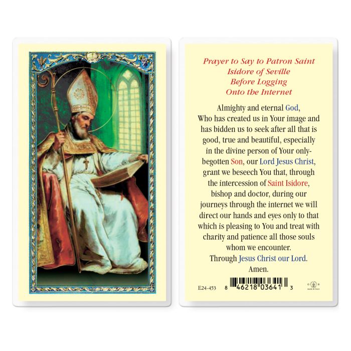 St. Isidore of Seville - “Prayer Before Logging Onto the Internet” - Holy Card