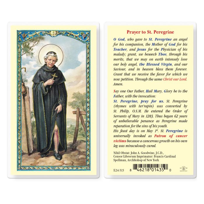 Prayer to St. Peregrine - Laminated Holy Card