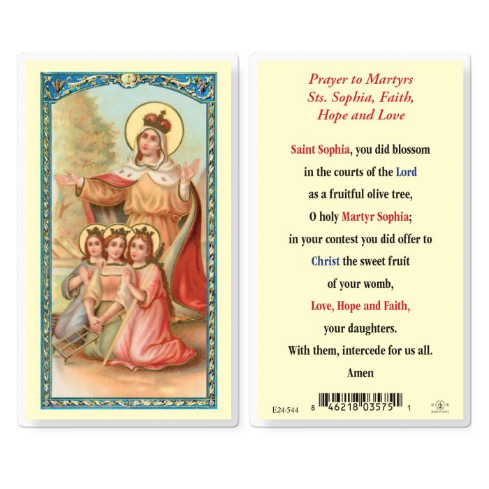 St. Sophia and Sts. Faith, Hope and Love Holy Card