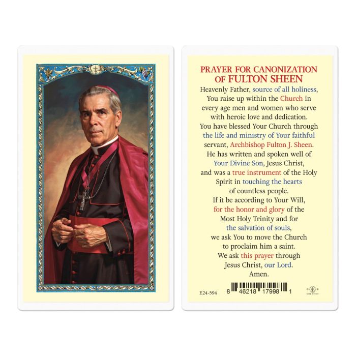 Bl. Fulton Sheen, Prayer for Canonization - Laminated Holy Card
