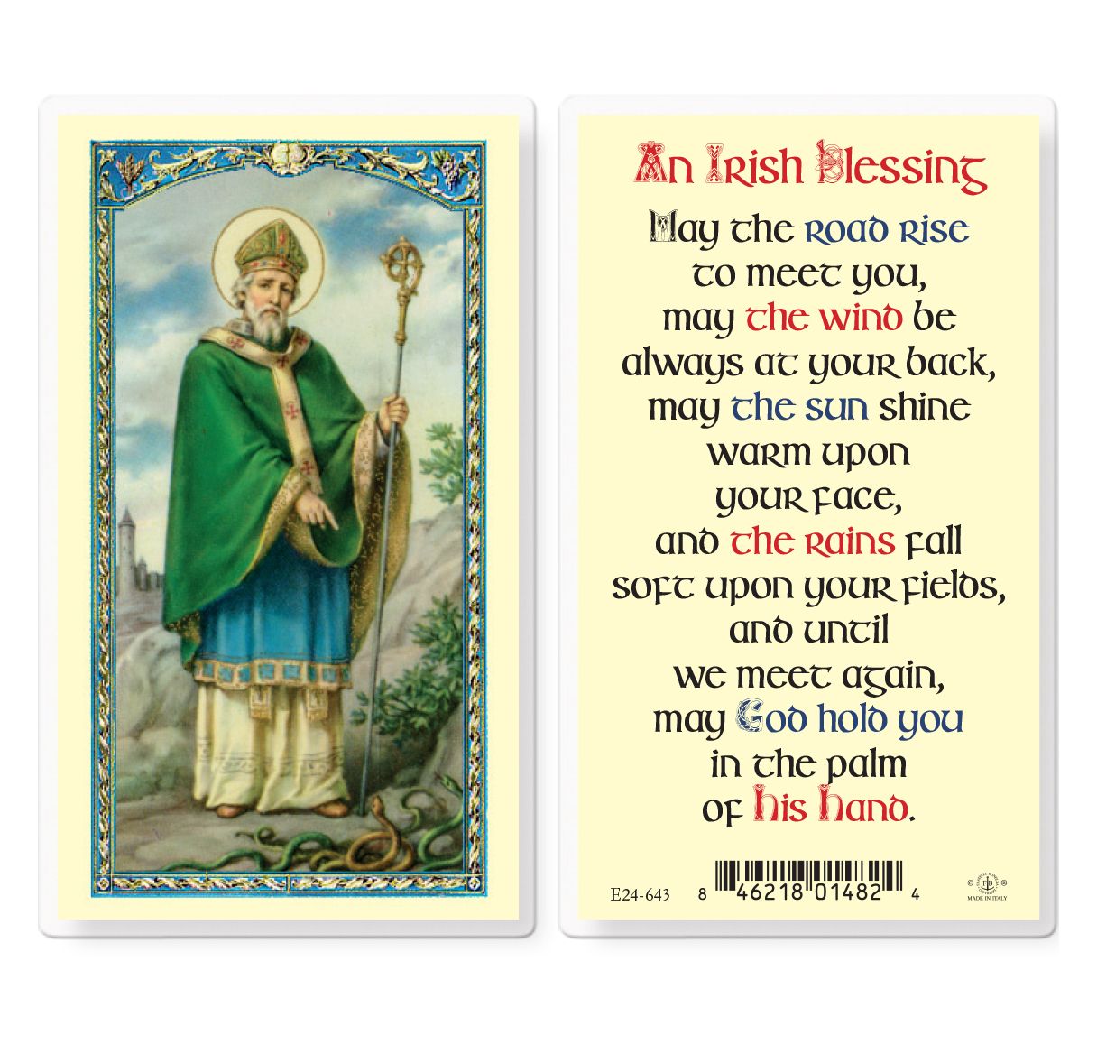 St. Patrick An Irish Blessing Holy Card