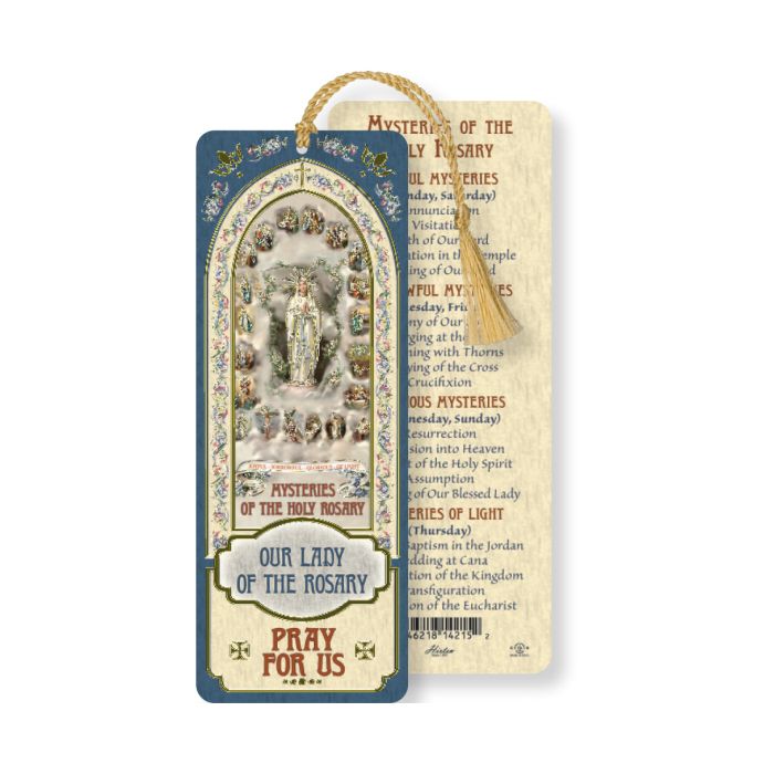 Our Lady of the Rosary Laminated Bookmark with Tassel