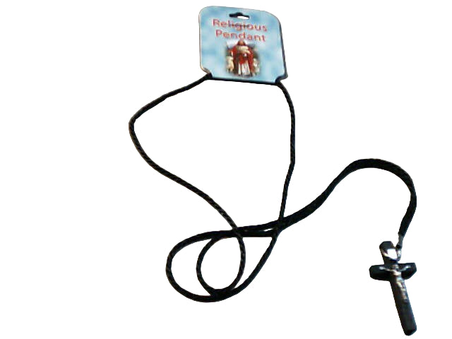 Wood Crucifix on Black Cord