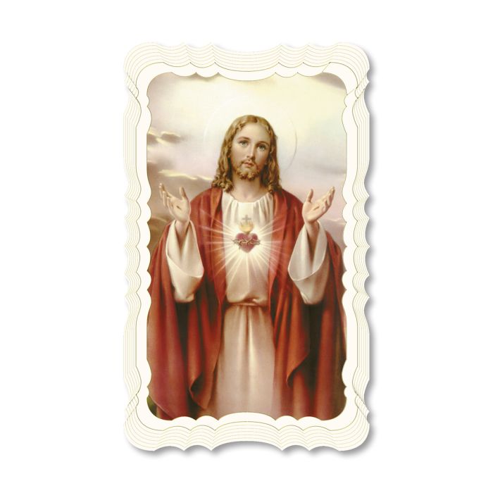 Sacred Heart of Jesus Holy Card - Blank Back with Scalloped Edge