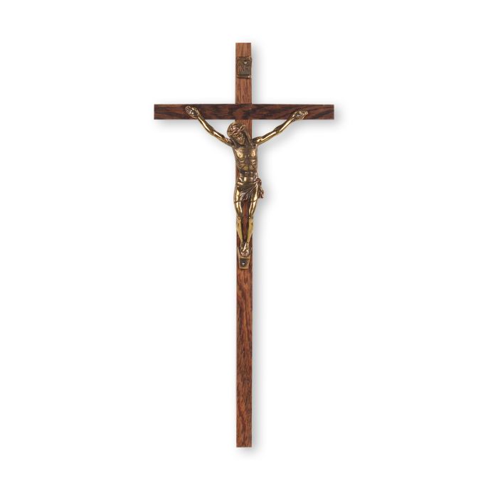 Dark Wood Crucifix - 8" (Bronze or Silver Finished Corpus)