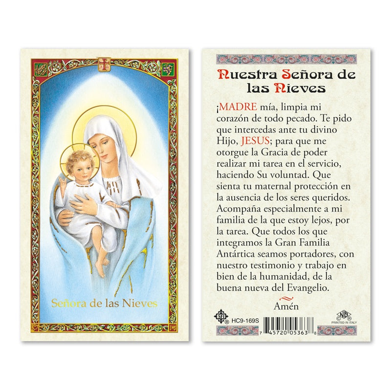 Senora de las Nieves - Our Lady of the Snow Holy Card