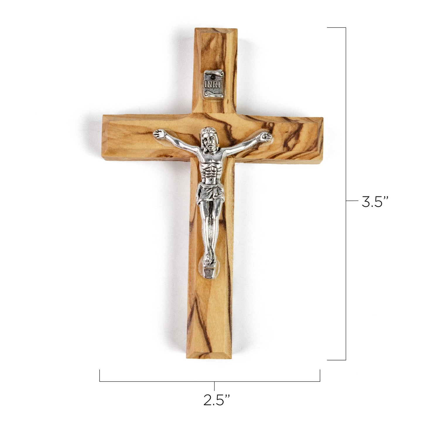 3.5" Olive Wood Crucifix From Jerusalem