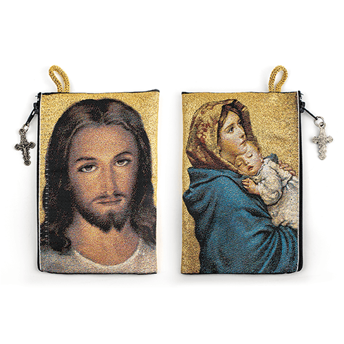 Woven Tapestry Rosary Pouch (Different Holy Images Available)