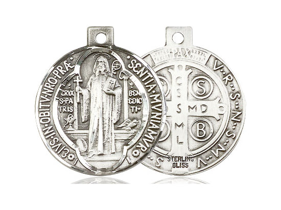 St. Benedict Medal Sterling Silver on Chain (Size Variants)