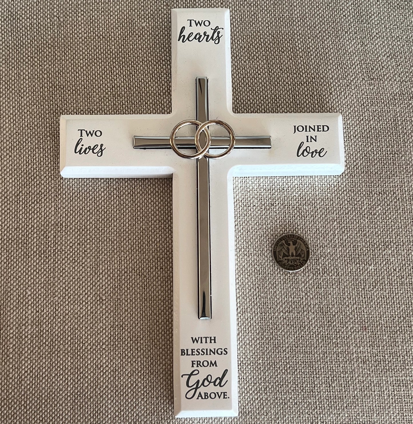 Marriage Wall Cross with Wedding Bands - 10"