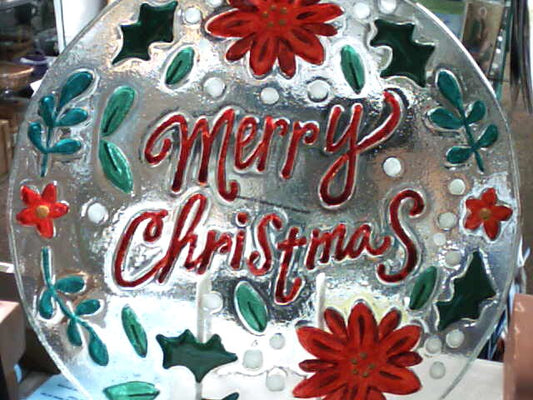 "Merry Christmas" Decorative Glass Plate