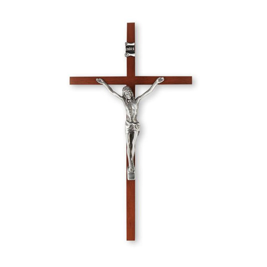 10" Wood Crucifix with Silver Finish Corpus