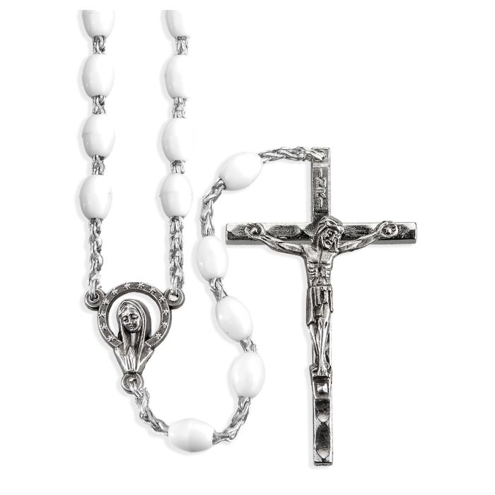 White Plastic Bead Rosary