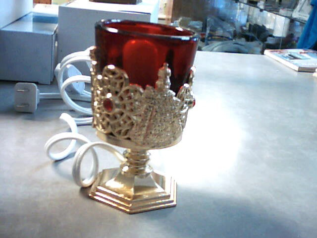 Red glass electric votive candle stand