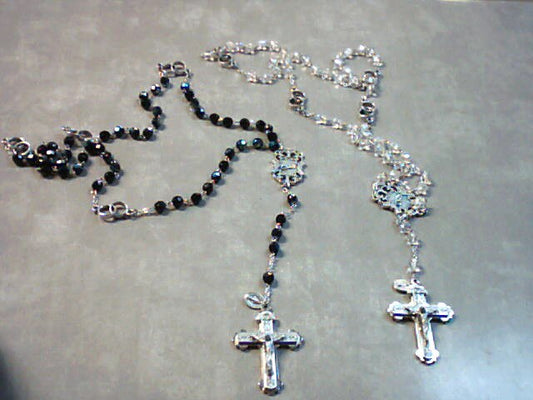 Wedding Rosaries in black and crystal