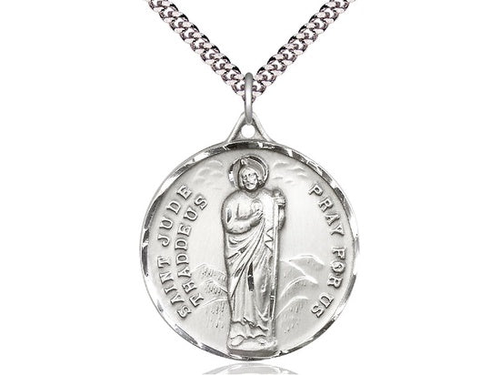 St. Jude Sterling Silver Medal on 24" Chain