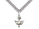 Holy Spirit Sterling Silver Medal on Rhodium Chain