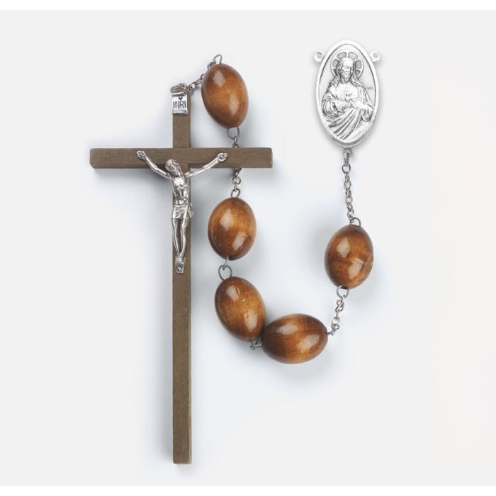 Brown Wood Bead Wall Rosary