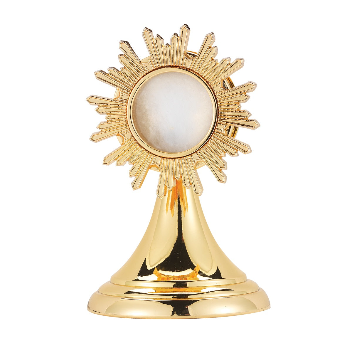 Gold Plated Reliquary with Sun Burst Border - 3.5"