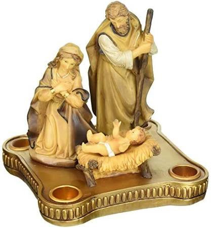 Advent Candle Holder with Nativity in Center