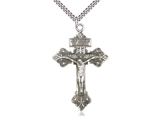 Pardon Crucifix Sterling Silver Medal on 24" Chain