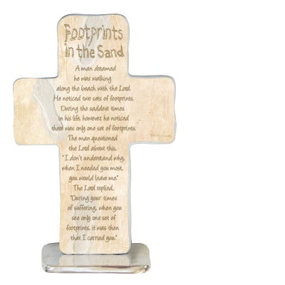 Footprints in the Sand - 4" standing cross