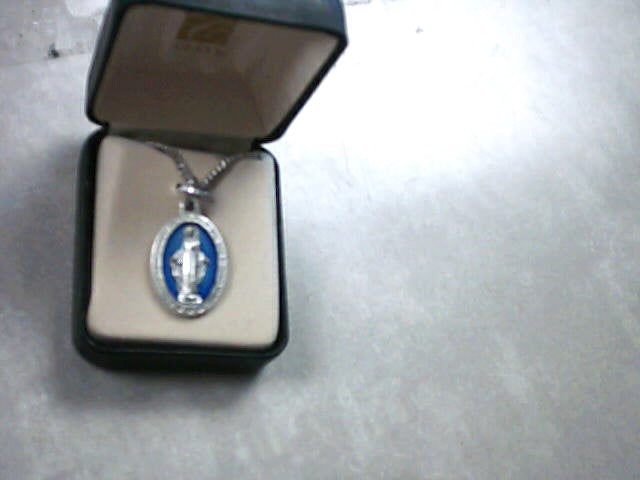 Blue enamel Miraculous medal on 18 inch stainless chain – St. Anthony's ...
