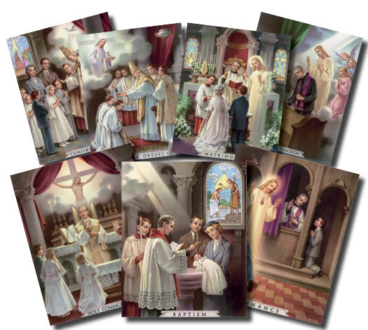 8 x10 posters of The Seven Sacraments