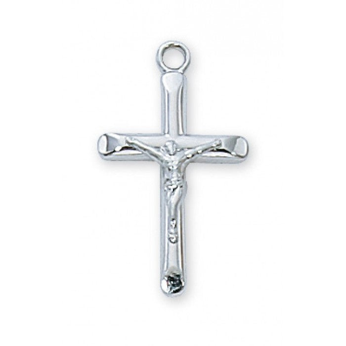 Sterling Silver Crucifix Necklace with 18"Rhodium Chain